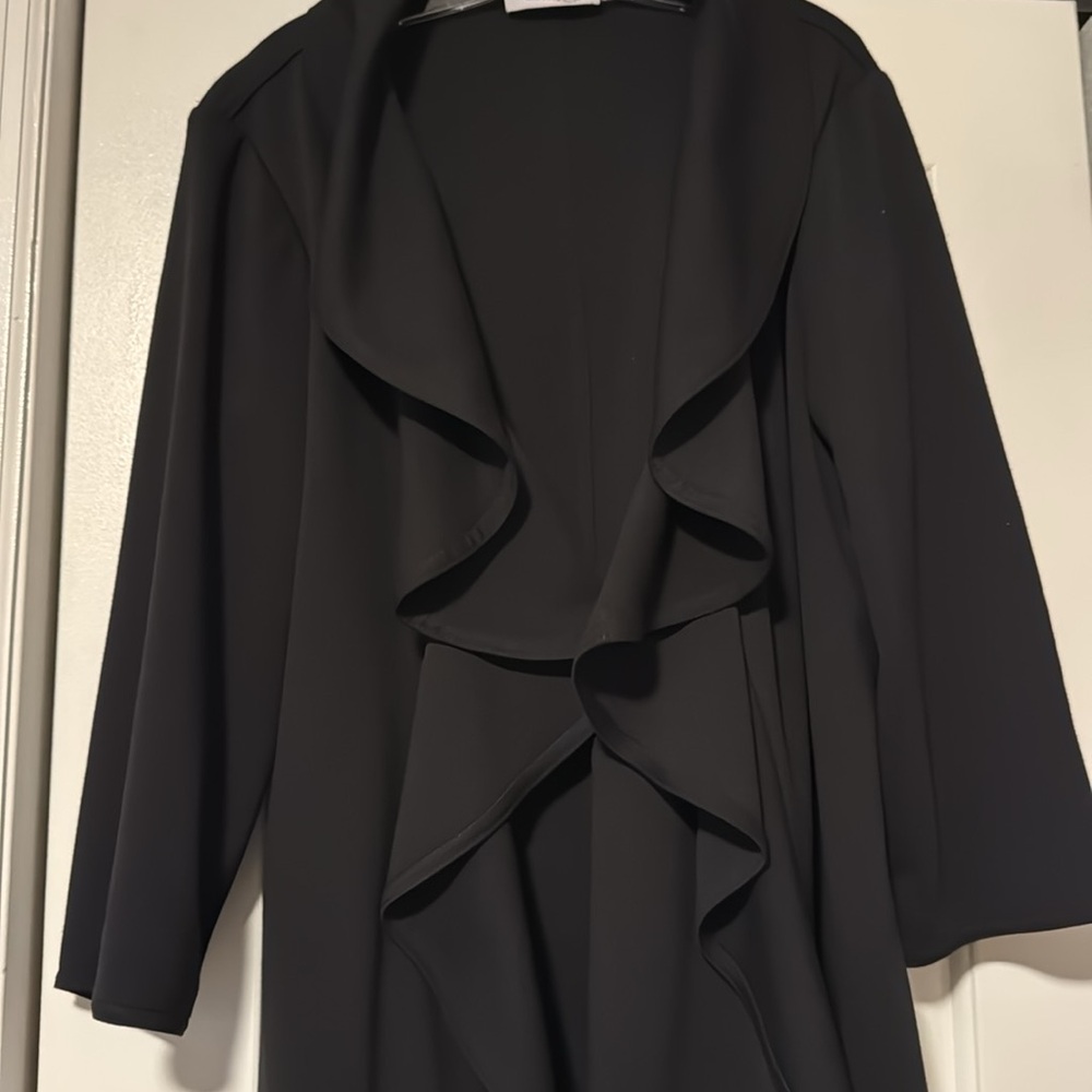 Calvin Klein black ruffle cardigan, size 4 (small), like new
